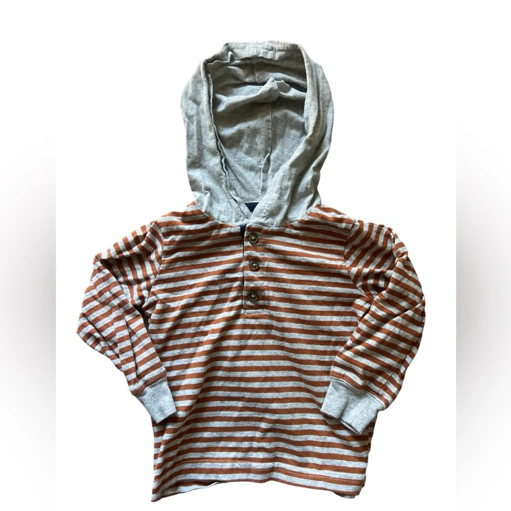 Carter’s Toddler Boy Brown Gray Striped Hoodie | 2T